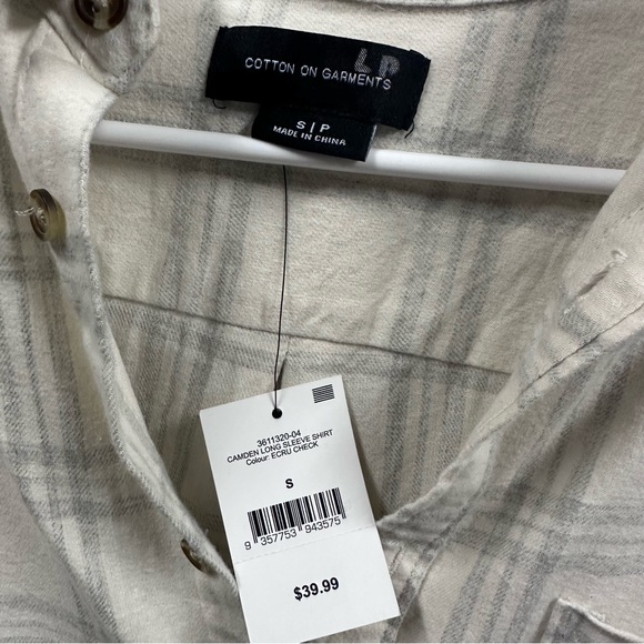 Cotton On Cream Tartan Casual Button Up Long Sleeve Shirt Flannel Mens Small - Picture 5 of 10